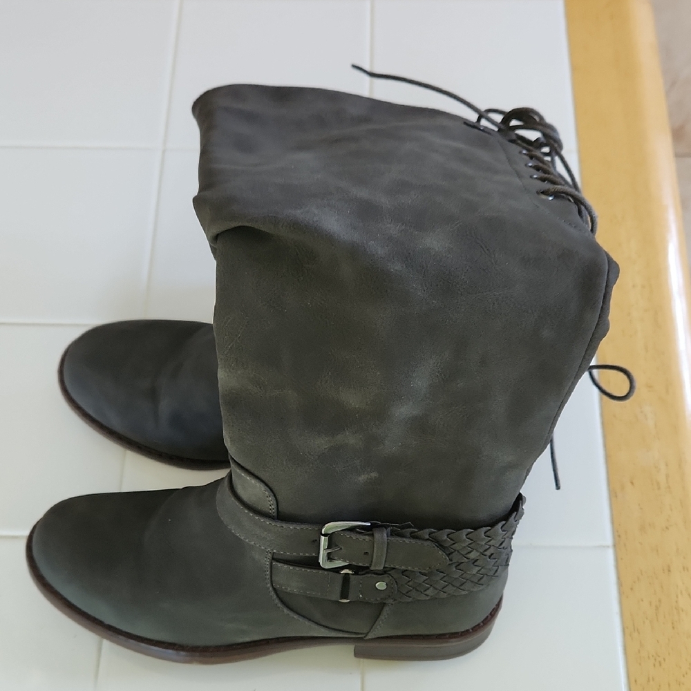 XOXO Charcoal Lace Up Boots